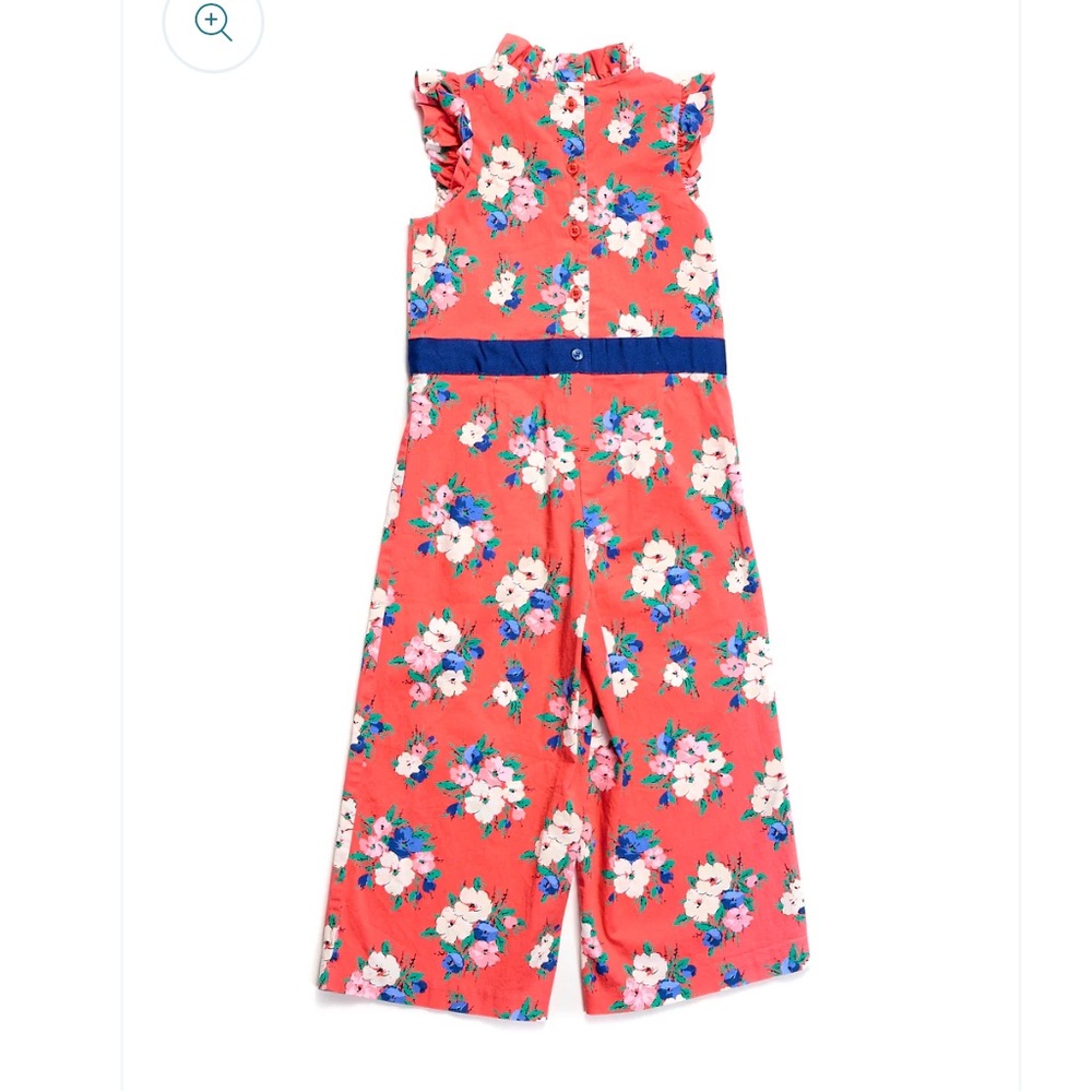 Janie and Jack floral ruffle jumpsuit with navy details - Picture 2 of 3